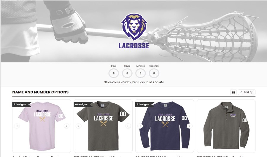 CPA Lions Lacrosse custom apparel store